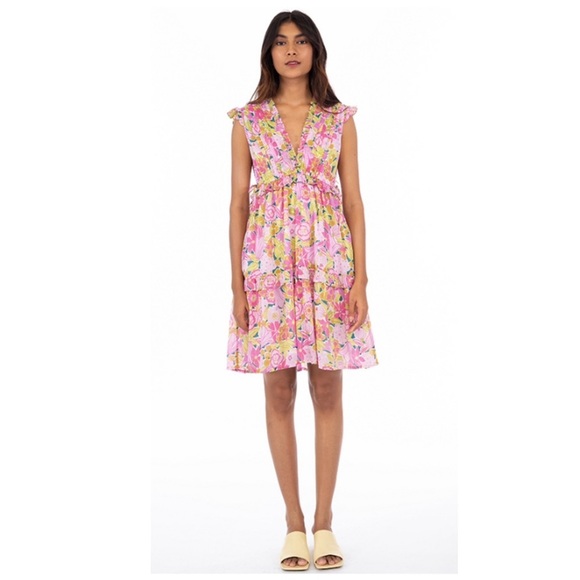 Banjanan | Feminine Cottagecore Floral Tiered Ruffle Chandra Mini Dress | L - Picture 2 of 15